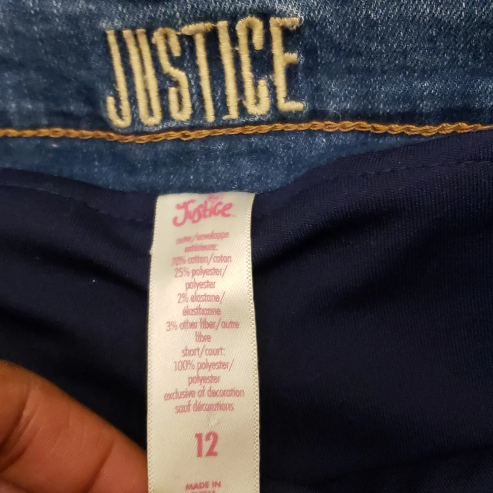 Justice Girls Light Blue Distressed Denim Skort